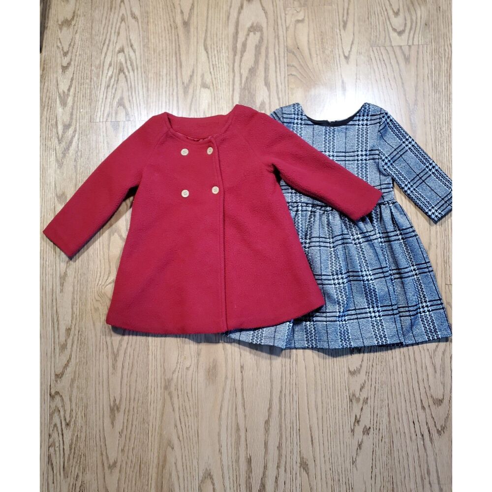 Pastourelle by Pippa & Julie 3T Houndstooth Dress and Fleece Jacket Lot of 2 EUC